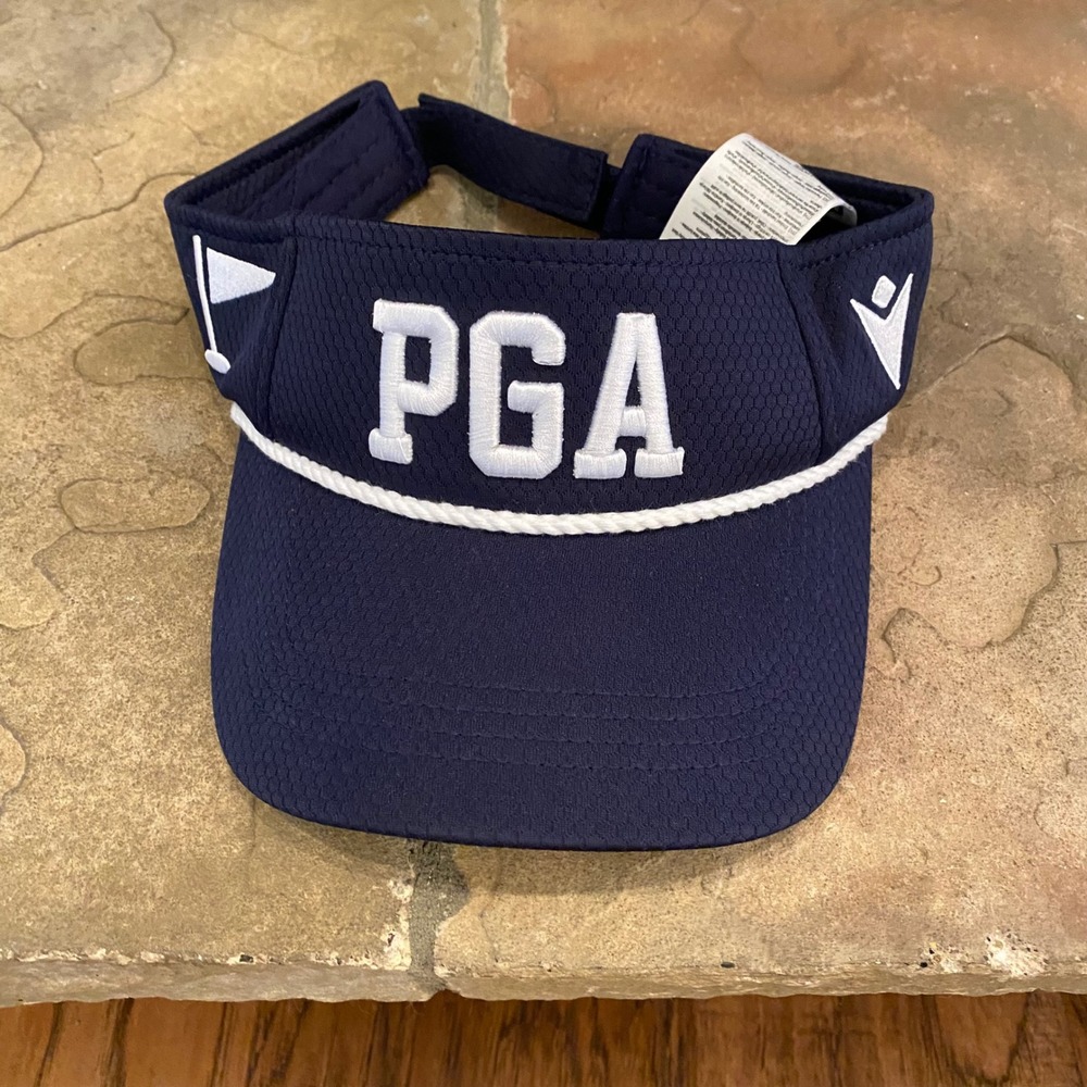 Macron PGA Golf Visor Junior Navy Blue Rope Accent Embroidered Adjustable Hat